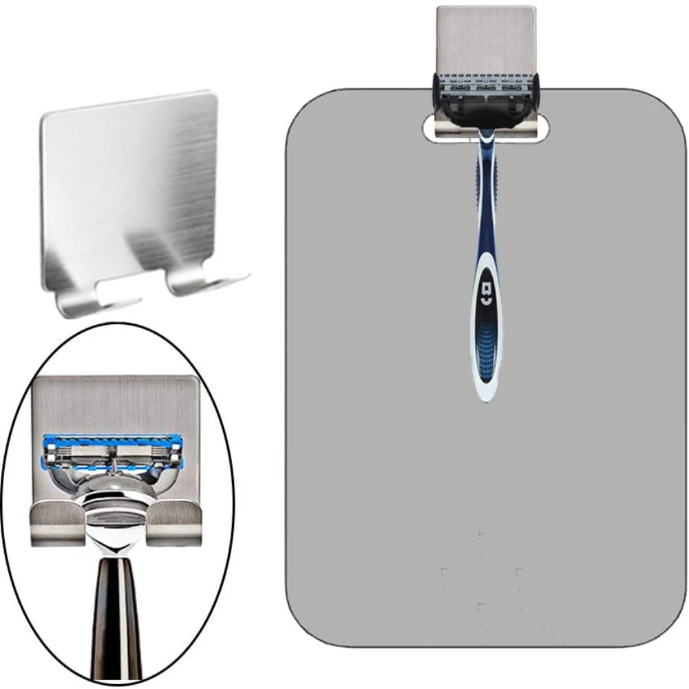 Anti Fog Mirror Acrylic Bathroom Tools Shower Shaving Fogless Mirror Washroom Travel Accessories with stainless steel razor brac 4