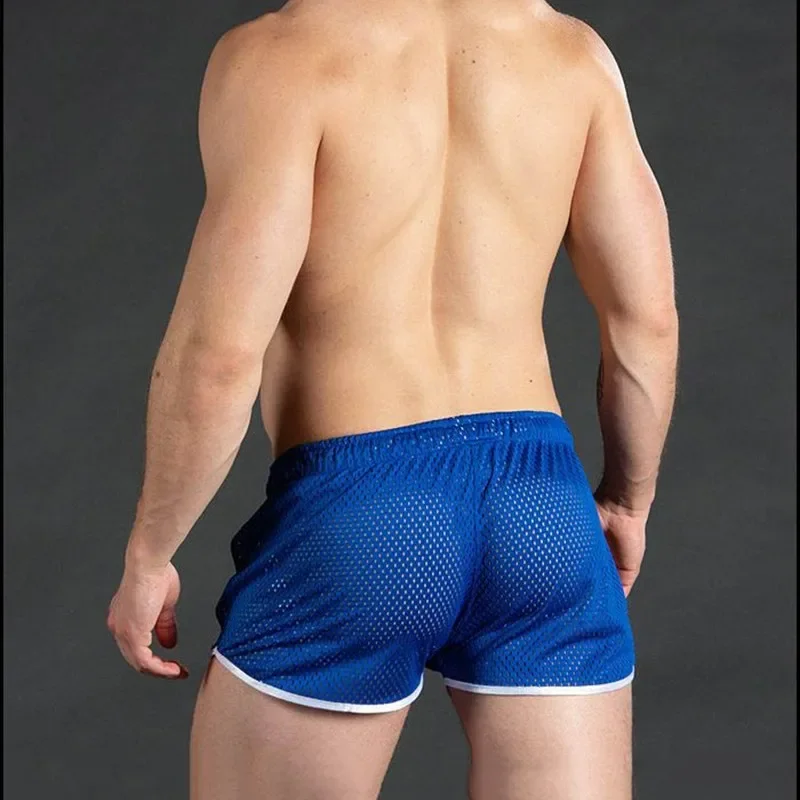 Sexy Breathable Men's Sporty Shorts Crazy Muscle Outdoor Casual Fitness Training Three-quarter Length Pants Hole Eye Design