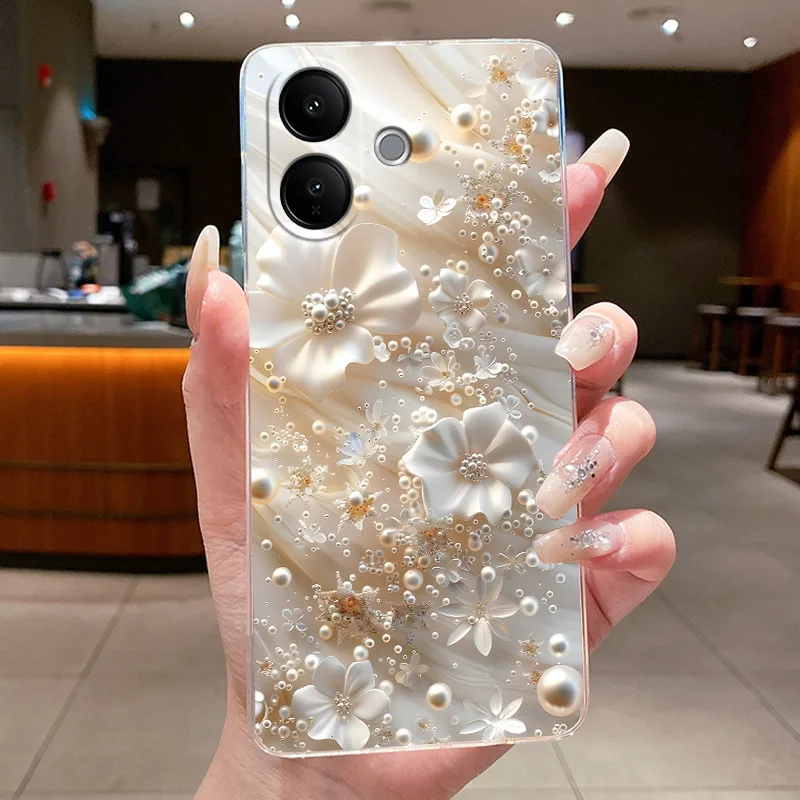 Floral Butterfly Bow Soft Transparent Phone Case - Silicone TPU Jelly Cover