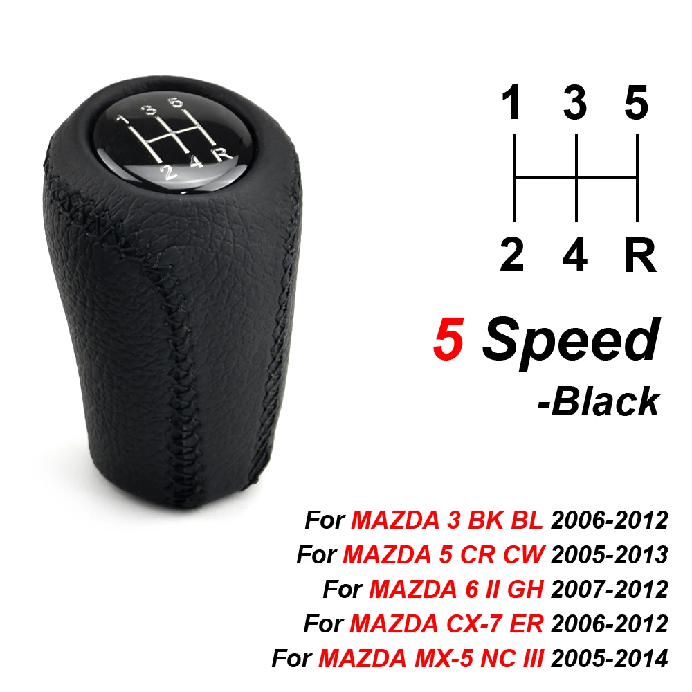 Knob Shifter 5/6 Speed ​​Pookknop Voor MAZDA 3 BK BL 5 CR CW 6 II GH CX-7 ER MX-5 NC III MT Versnellingshendel Stick Headball Accessoire Gear Shift Stick (Kleur