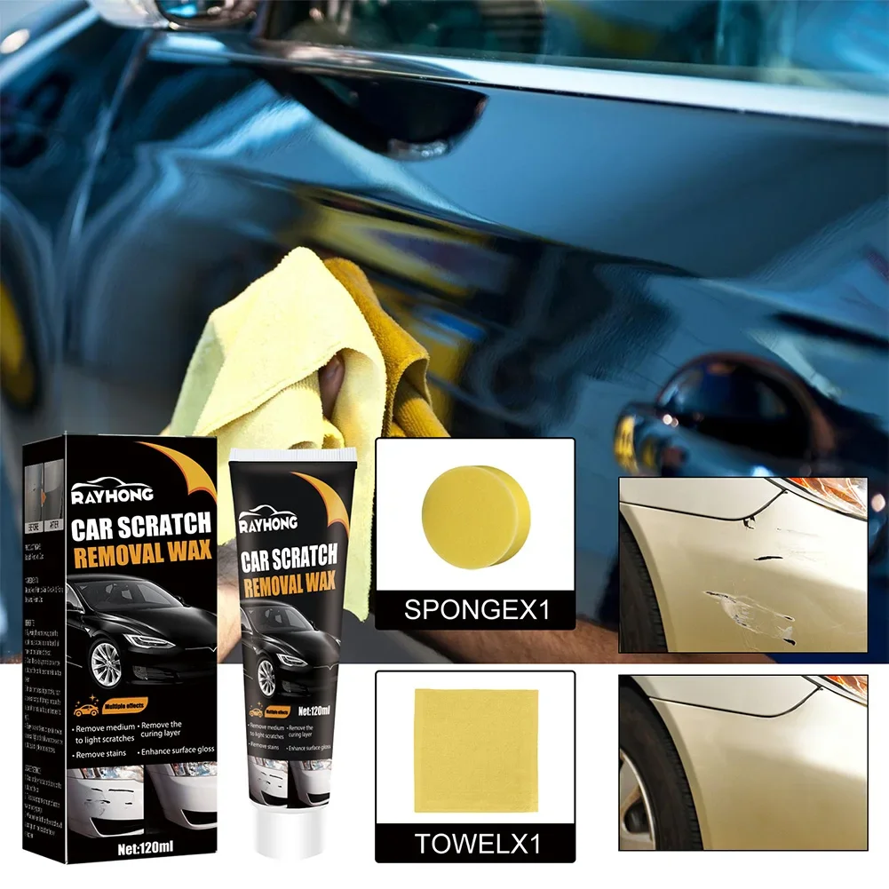 120ml Car Polish Scratch Remover Remove Stains Car Paint Scratch Repair Cleaning Kit Quick Fix Paint Repair Polishing Wax