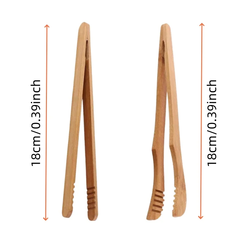 2 Stück Bambus zange Holz Essen Toast Salat zange Toaster Speck Zucker Eistee Zange Clip zum Kochen Backen Grill für die Küche – Detail 6