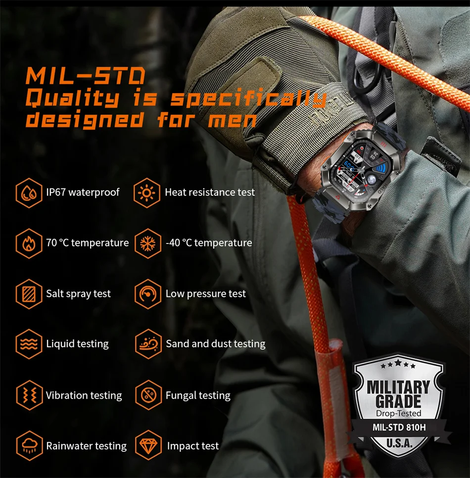 GPS Military Outdoor Smart Watch 2.0 inch 650 mAh Large Battery Watch GPS Motion Track Compass Bluetooth Call Smartwatch_voghion.com