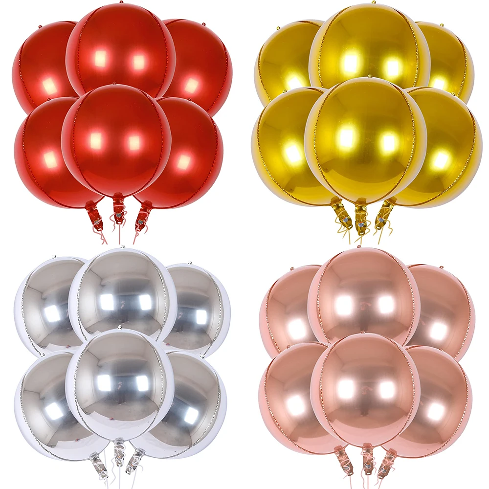 

6Pcs 18inch 4D Red Foil Balloon Metal Gold Silver Round Mylar Balloons Wedding Birthday Party Decorations Air Globos Baby Shower