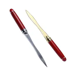 1pcs Wood Handle Letter Opener Stainless Steel cut paper Split file envelopes