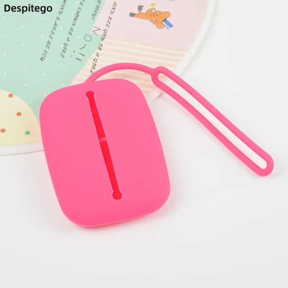 

Pure Color Silicone Card Holder Students Bus Card Access Control Simple Card Case Credit ID Card Cover Keychains
