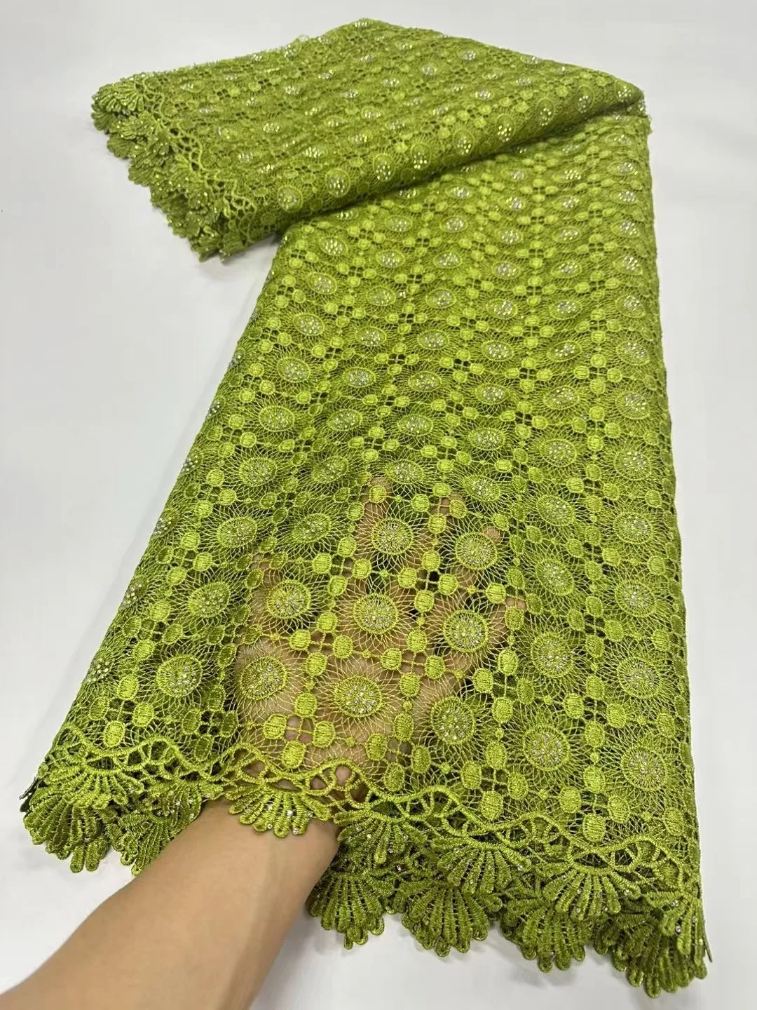 

Nigerian Embroidered Water Soluble Lace 2024 Newest African Guipure Cord Lace Fabric For Sewing Women Women Wedding Dress