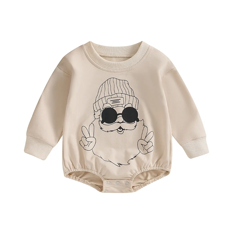 

Baby Boy Girl Christmas Outfit Long Sleeve Crewneck Sweatshirt Bubble Romper Infant Fall Winter Jumpsuit Clothes