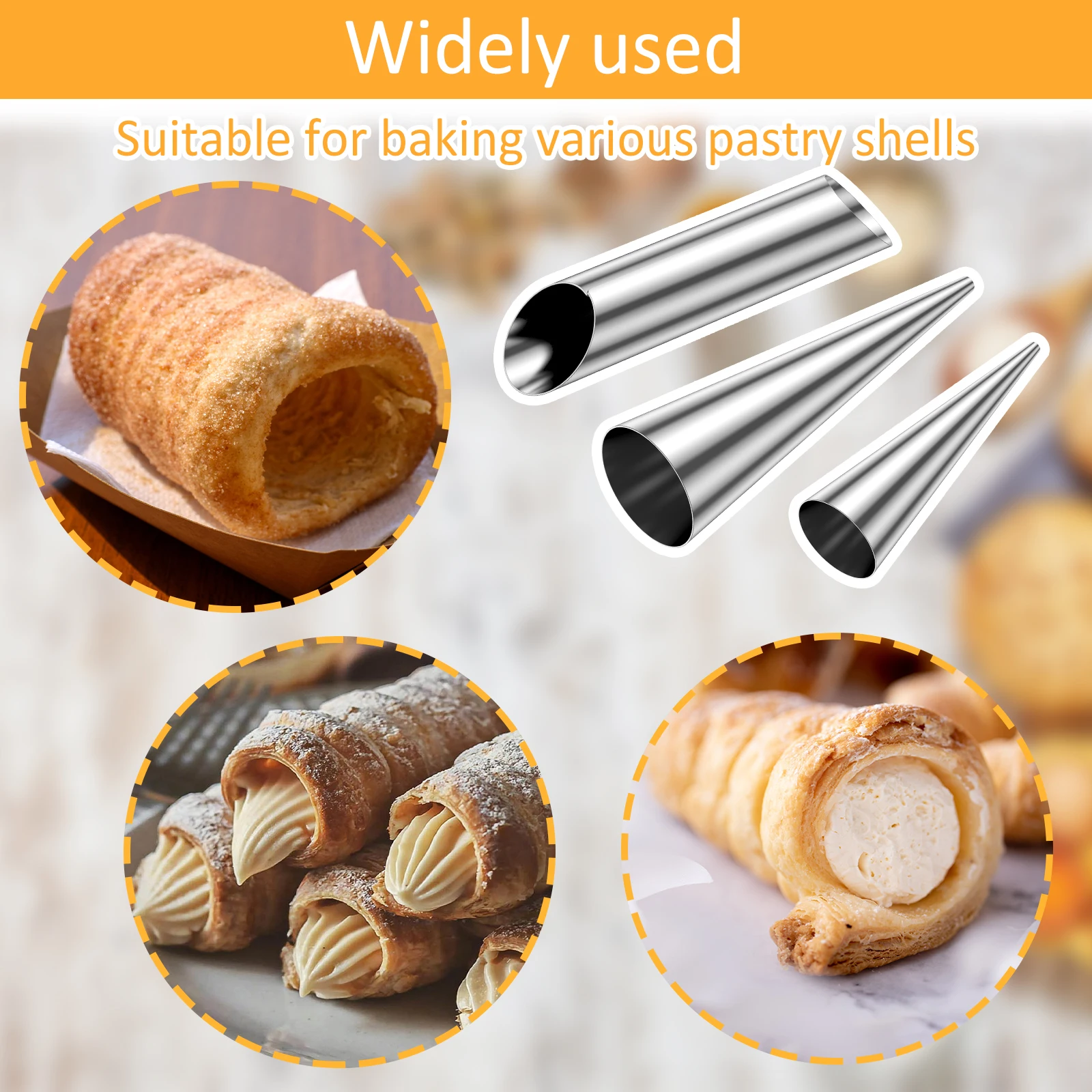 20/30Pcs Cannoli Forming Tube Kit Non-stick Stainless Steel Cream Horn Cream Roll Mold Danish Pastry Cone Tubular Baking Molds