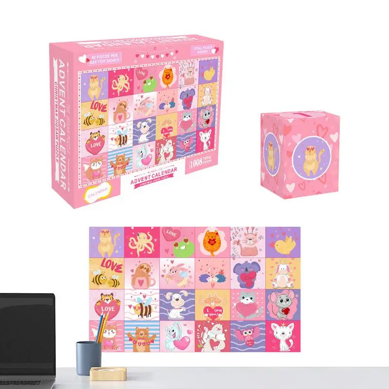 

Valentines Day Advent Calendar Animal Jigsaw Puzzle Animal Jigsaw Puzzle Valentine's Day Pet Puzzle 24 Box 1008 Pieces Jigsaw Pu