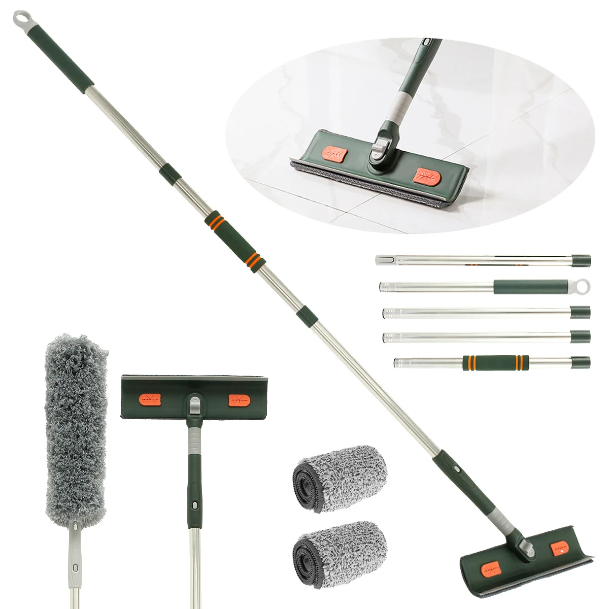 

Window Squeegee Multi-function Window Cleaner Tool with 57/89inch Extension Pole Detachable Microfiber Scrubber Flexible Window
