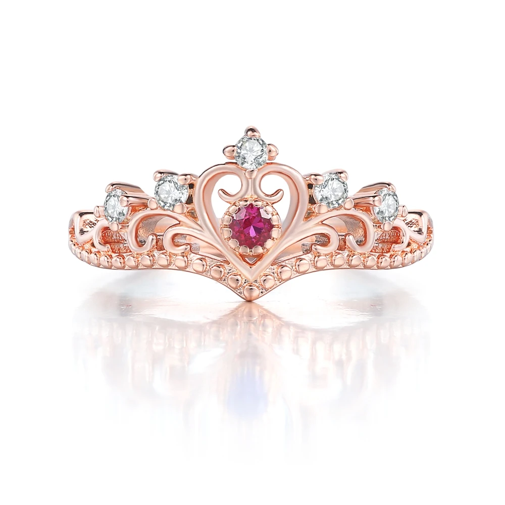 Luxurious Princess Crown Ring with Colorful Crystals - Fashionable Jewelry Gift