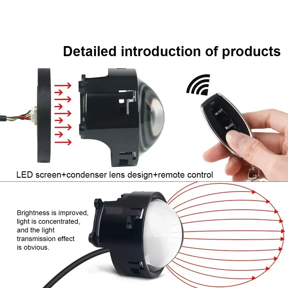 NEW Dynamic Car Demon Eye Red Eye 3 Inch Devil Eyes Lens Lights For 12v Retrofit Kits Headlight Assembly Auto Accessories Kit