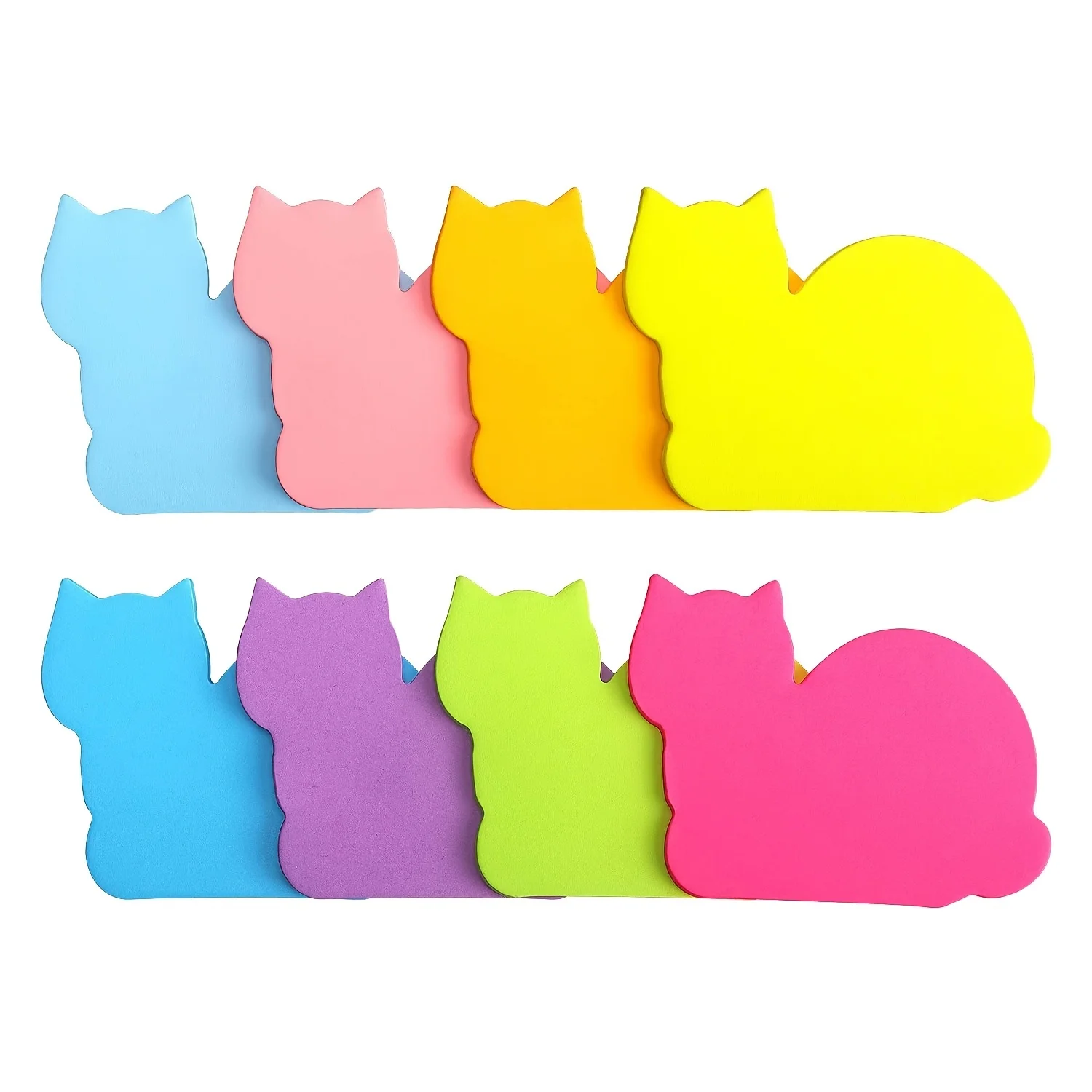 MOHAMM 240 Sheets Cat Shape Sticky Notes 8 Color Bright Colorful Sticky Pad 30 Sheets / Pad 6