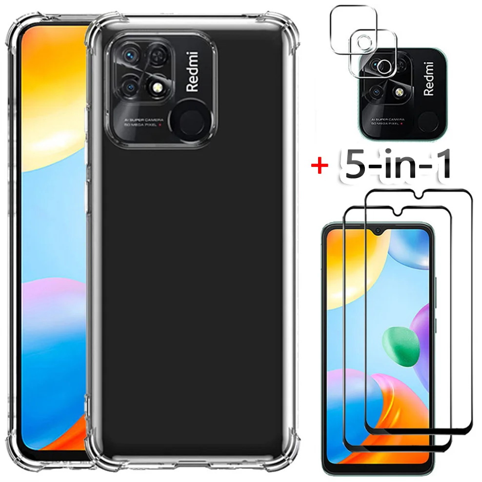 

Redmi 10C Case, Tempered Glass + Case for Redmi-10C Phone Cases Redmi10C Xiaomi Redmi 10 C Shockproof Silicone Cover Redmi 10C