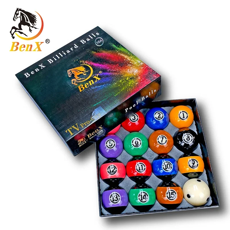 BenX Tournament Black TV Billiard Pool Ball Set 2 1/4"