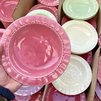 Irregular Skirt Plate, Ceramic Underglaze Color Foreign Style Family Pasta Plate Main Dish Large Capacity Unique Plates 1