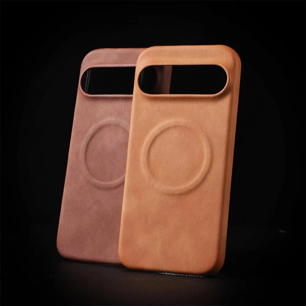 Luxury Sheepskin Leather Magnetic Phone Case - Shockproof Business Matte Hard Solid Cover