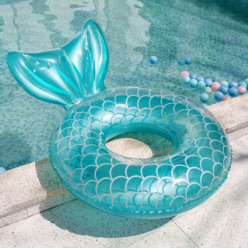 Mermaid Baby Seat Inflatable Swimming Ring with Backrest Tail Lounge Chair 1pc inflatable baby seat