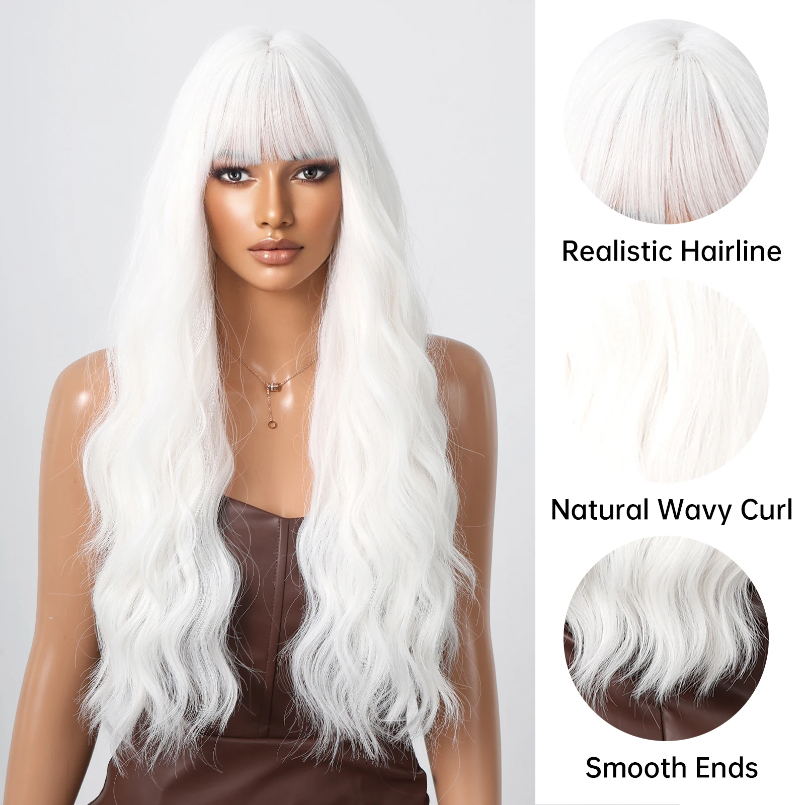Long Curly Wig for Women Synthetic Wig with Bangs Heat Resistant for Lolita Party Cosplay Costume synthetic wig