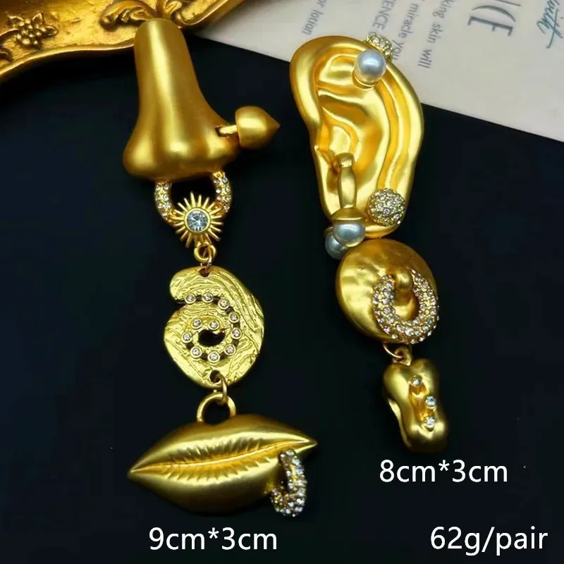 Exaggerate Eye Lips Nose Eye Stud Earring Brass Heavry Metal for Women Jewelry 2024 New Europe And America Vintage 3