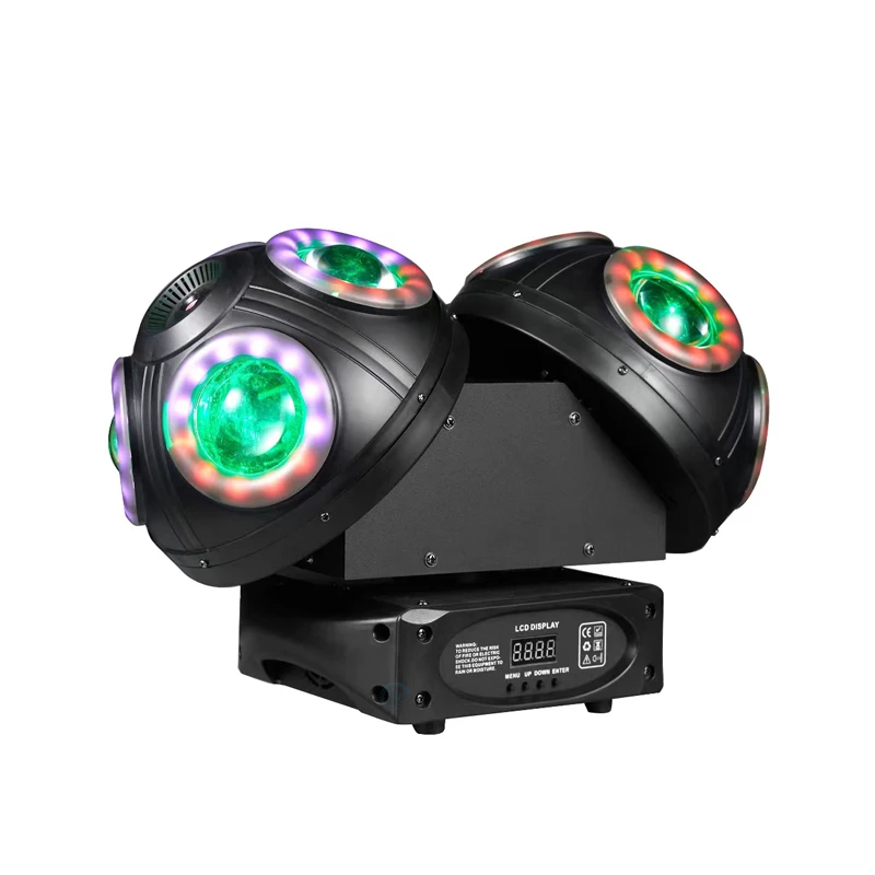 Newest 150W DJ Double Head Disco Ball RGB Laser Colorful Light Strip Strong Beam Moving Head Light DMX512 For Bar Party Event
