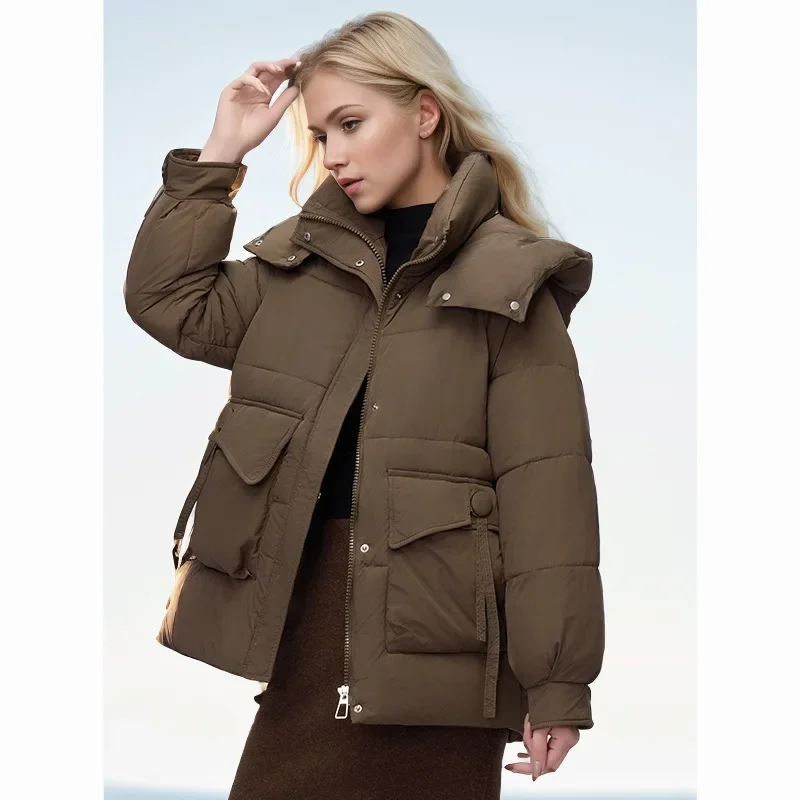 Women's Winter Jacket Parka Hoodie Thick Warm Inflatable Down Cotton Coat Windproof Snow Overcoat
