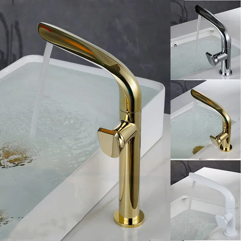 

luxury Brushed Gold Basin Faucet Brass Bathroom Faucet Mixer Tap Gold Wash basin Faucet Single Handle Hot & Cold Lavotory Faucet