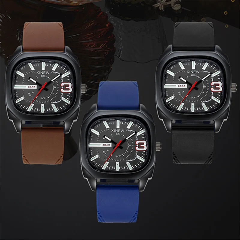 Boys Original XINEW Brand Cheap Watches Black Men Students Fashion Casual Silicone Band Sports Simple Quartz Watch Montre Homme
