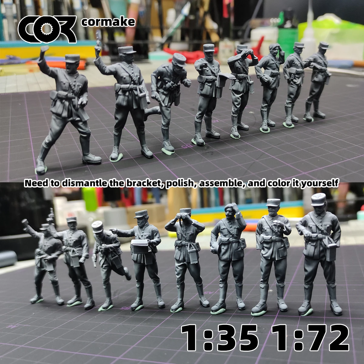 레진 3D 스케일 미니어처 모델 키트 프랑스 장교 군인 피규어 군사용 10개 세트 1939-1945 1/35 1/48 1/72