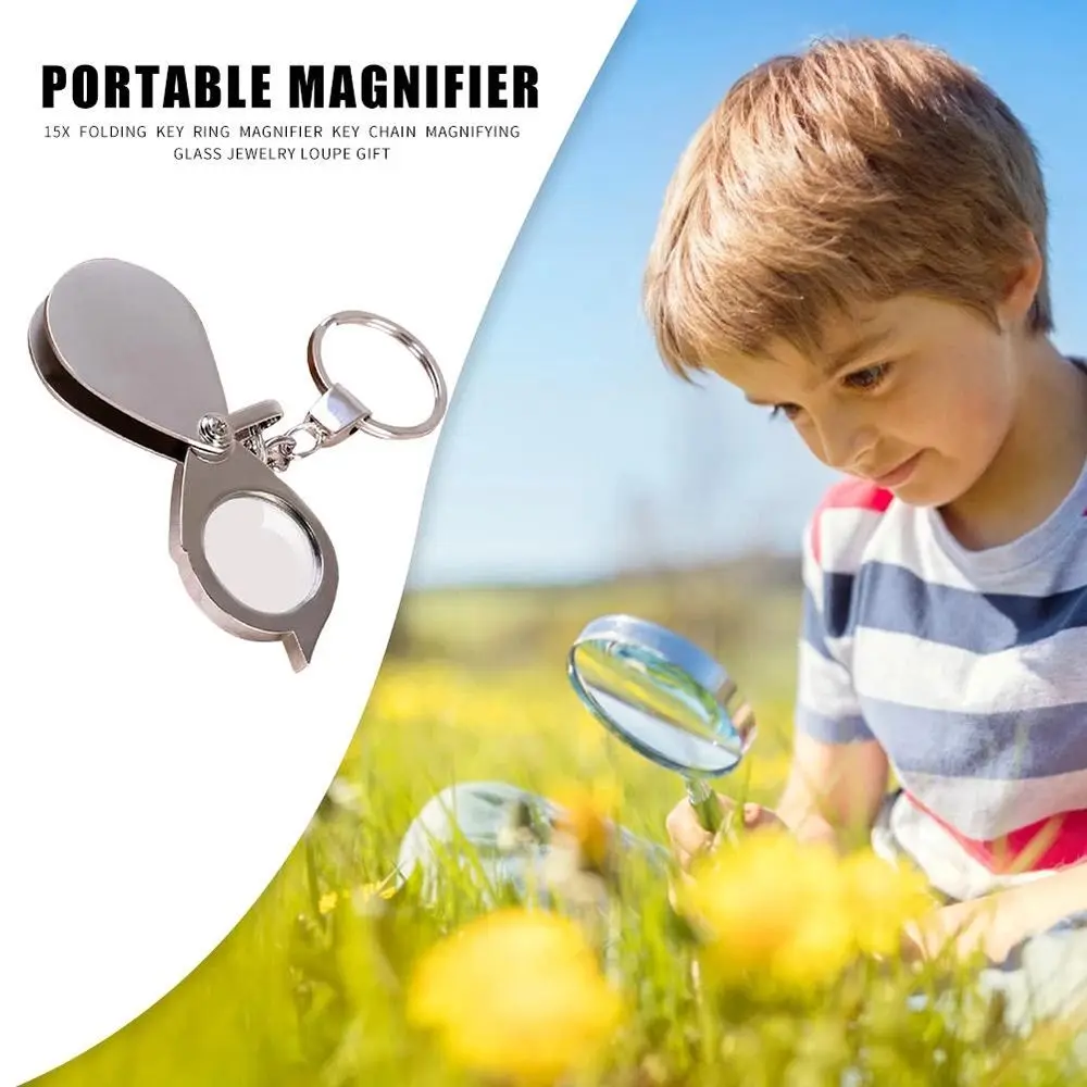 Mini Metal Magnifier Reading Map Jewelry Folding Keychain Loupe 10/15/20/30X Daily Hand Magnifying Glass Tool Gift Supplies