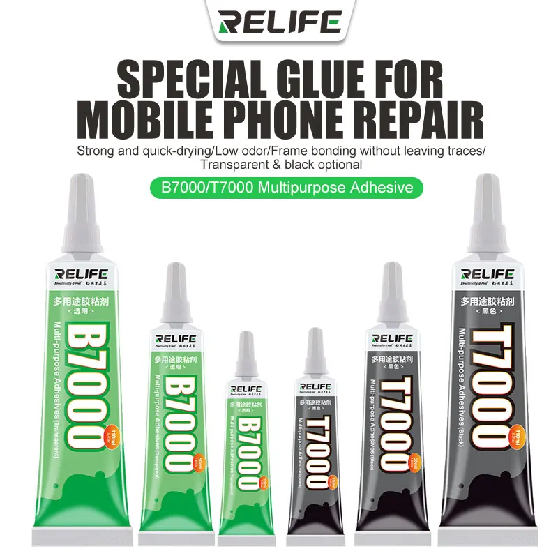 RELIFE T7000 Multipurpose Adhesive/Black/Transparent 50ML/110ML LCD Screen Repairs Screen Warping/Border/Back Cover