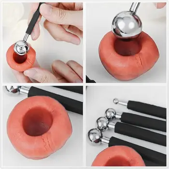 4pcs Modelling Ball Tools Set Stainless Steel Double-end Dotting Tools Fondant Sugar Craft Decorating Flower Clay for Shaping 5