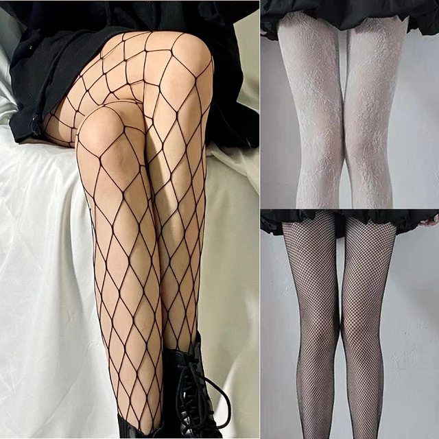 Hollow Out Slim Fishnet Mesh Pantyhose Sexy White And Black Nylon Women's  Stockings Heart High Waist Fish Net Tights Stocking - Tights - AliExpress