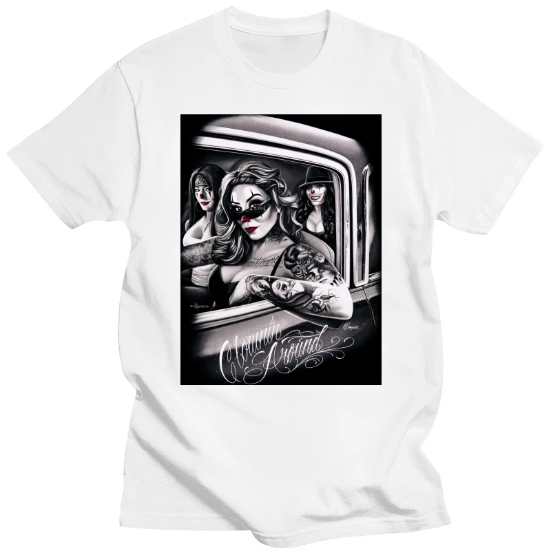 T-Shirt Personalizzate Da Uomo Clowning Around Chola Lowrider Chicano Dga Art T-Shirt