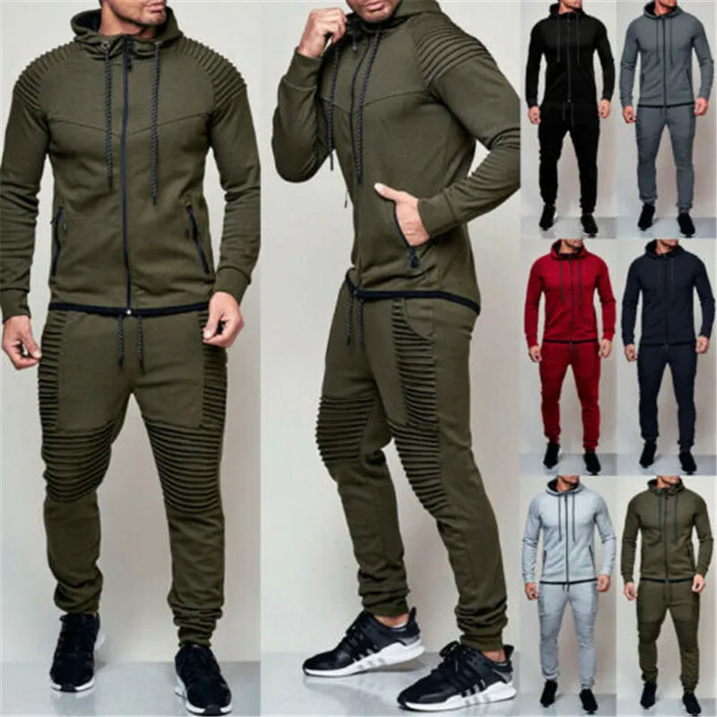 

2023 New Autumn Winter 2 Pieces Sets Tracksuit Men Hooded Sweatshirt Drawstring Pants Male Stripe Patchwork Hoodies Big sweety