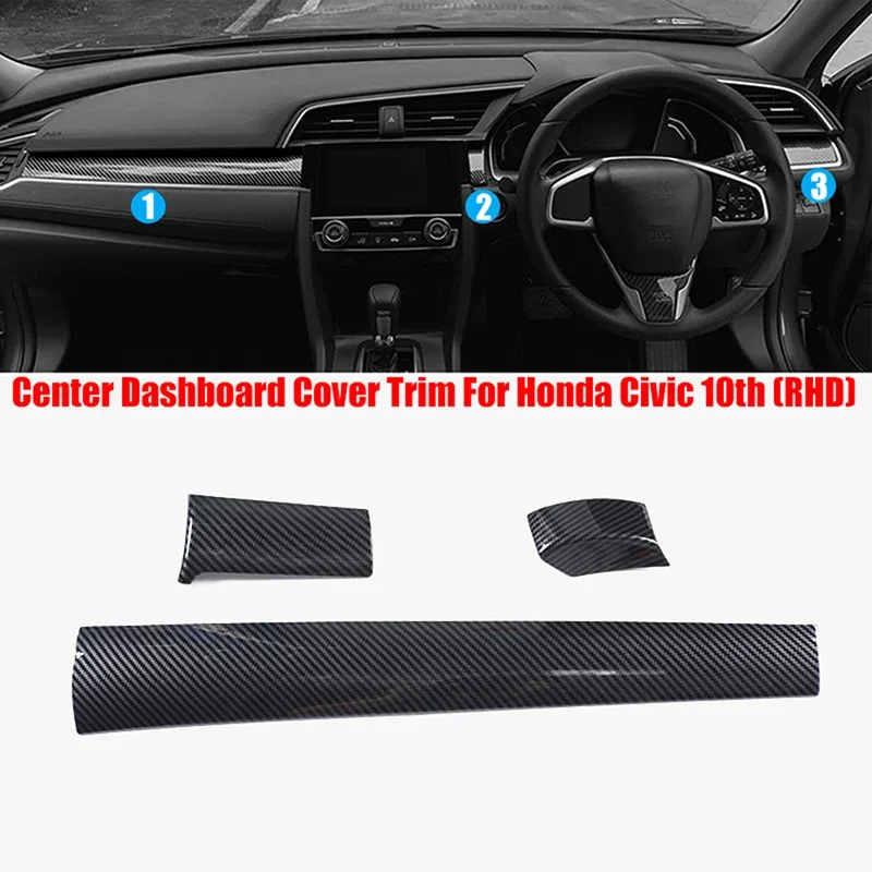 Red Glossy Center Console Dashboard Strip Cover Trim For Honda Civic 2016-2021 2 thumbnail image