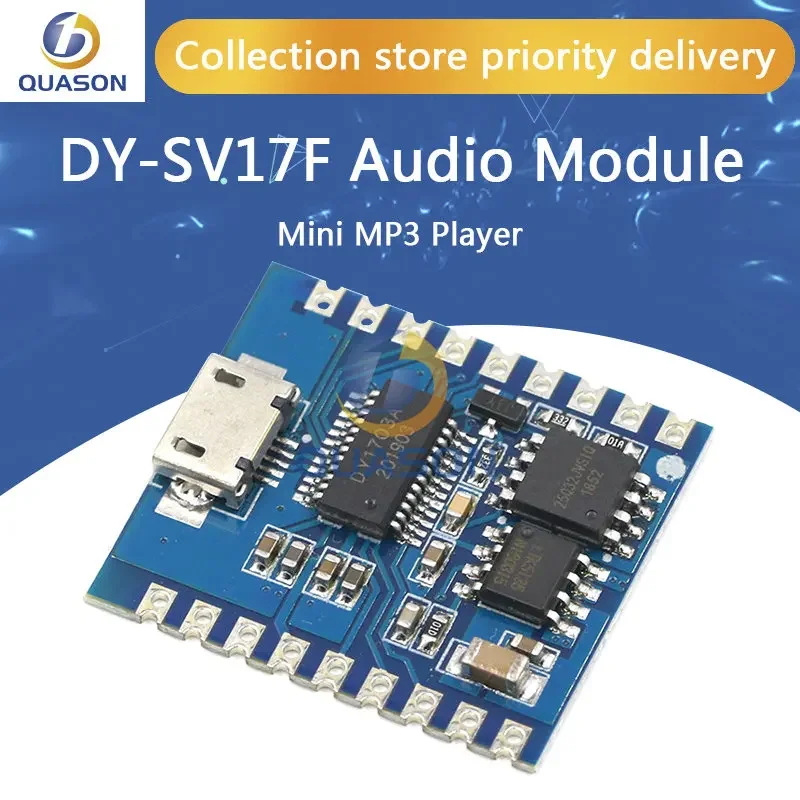 DY-SV17F Audio Module Mini MP3 Player IO Trigger USB Download Flash Voice Module