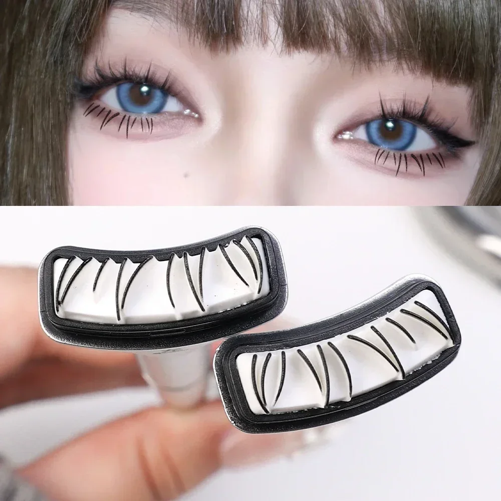 Reusable Eyelash Stamps Pen 2 in 1 Lower Eyelash Seal Tool Quick Dry Black Brown Liquid Eyeliner Pen Simulation Makeup