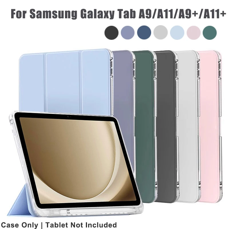 Crystal Clear Tablet Case with Pen Slot and Magnetic Stand