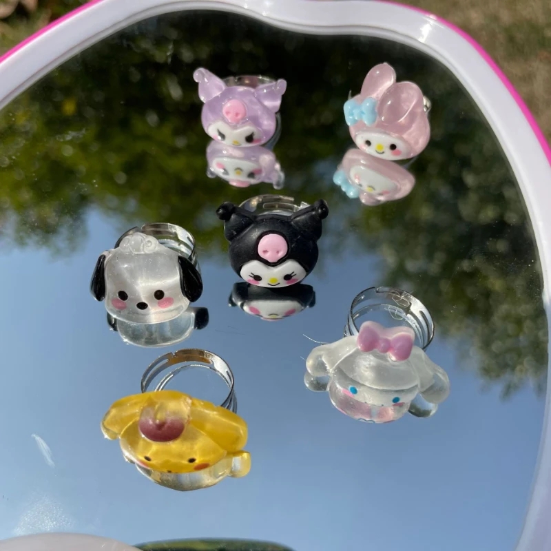 

Kawaii Sanrio Anime My Melody Kuromi Cinnamoroll Cute Cartoon Adjustable Ring Lovely Sweet Ring Gift Girly Heart