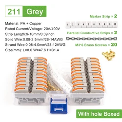 Universal Din Rail Terminal Block Kit with Number Strip Set (Boxed Grey)