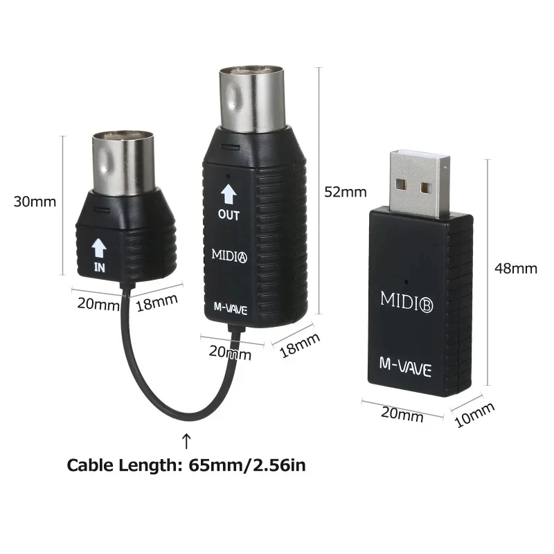 MIDI Wireless Adapter M-VAVE MS1 Mini Wireless Transmission System MIDI System Plu Play Devices Interface