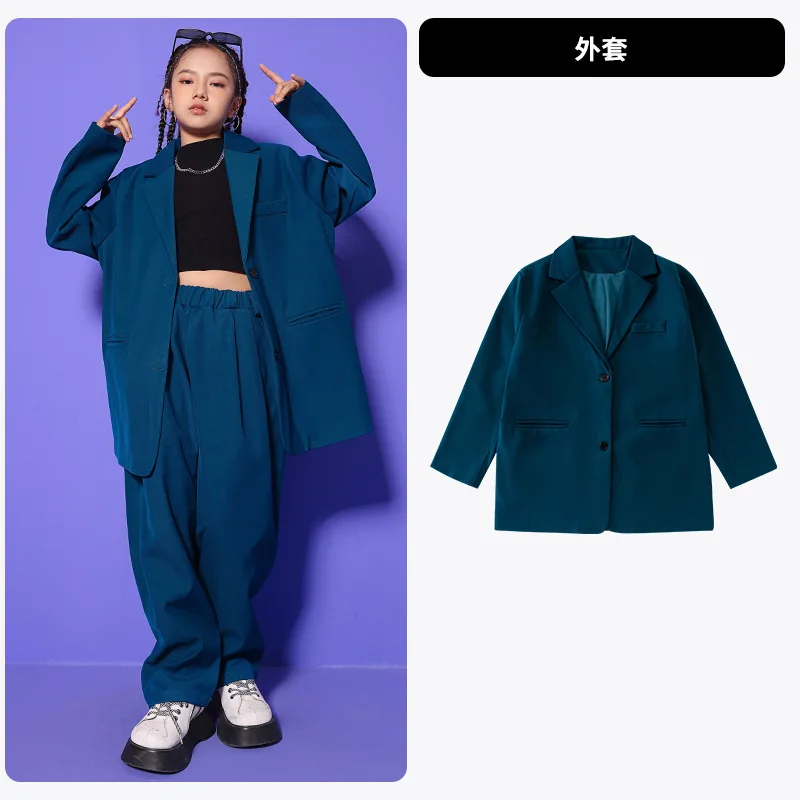 

Street Performance Set Stage Show Hip Hop Break dancing Cool Coat Kids Girls Boys Hiphop Jazz Dance Suits Clothing Handsome Suit