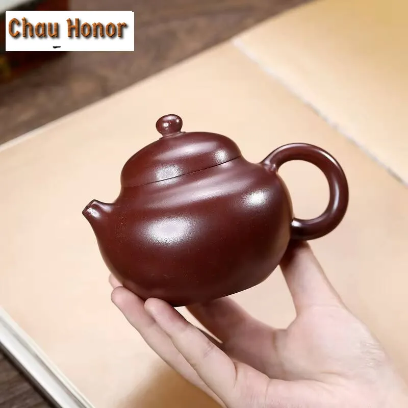 260ml Vintage Yixing Purple Clay Teapots Handmade Wendan Pot Raw Ore Dragon's Blood Sand Tea Making Kettle Zisha Tea Set Gifts