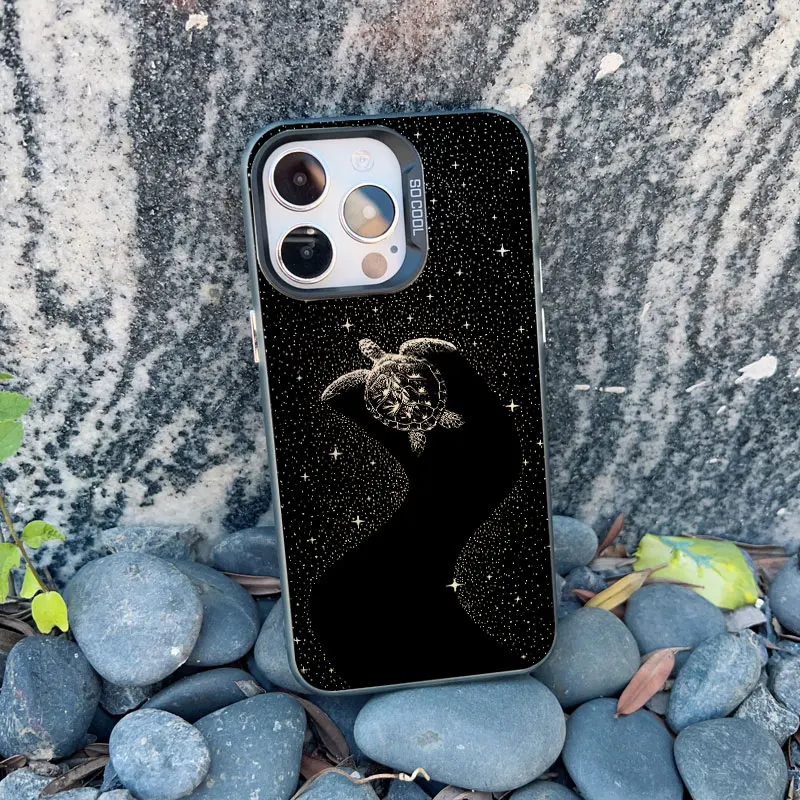 Marine Life Dotted Art Phone Case in Black Laser Finish