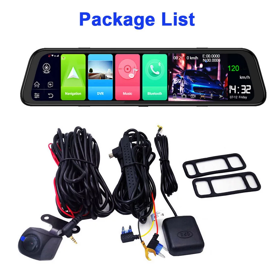 4G ADAS ȵ̵  ھ ڵ ̷ DVR GPS ׺̼, 12 ġ IPS ĸ麸  ķ, 1080P  ī޶ ڴ,  ͸