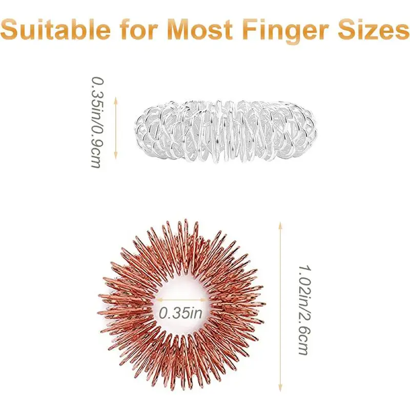 8pcs 뾰족한 감각 손가락 반지 지압 반지 Spikey 어린이를위한 훌륭한 Fidget 반지 청소년 성인 침묵 스트레스 감속기 마사지