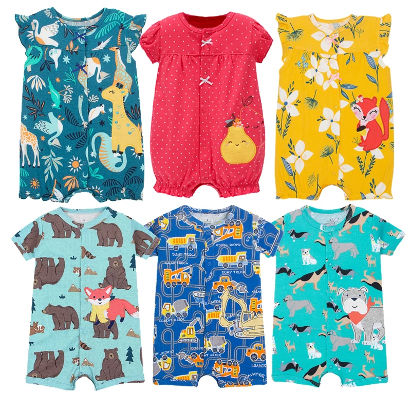 2024 New Spring Summer Infant Children Short-sleeved One-piece Jumpsuit Infant Clothes Baby Boy Clothes Girls Ropa De Bebe Niña 1