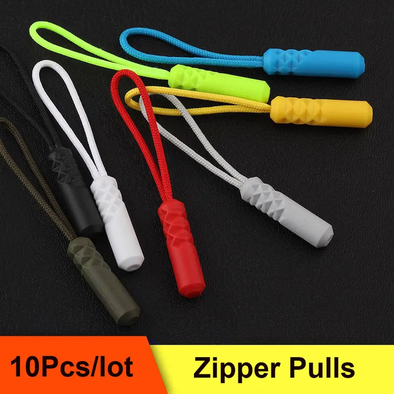 

10Pcs Zipper Pulls Replacement Zipper Tab Tags Cord Extension Fixer for Luggage Backpacks Jackets Purses Handbags